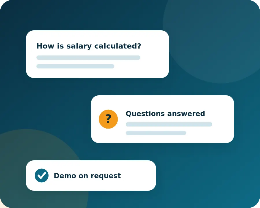Illustration of common questions about the Webespire HRMS System being answered