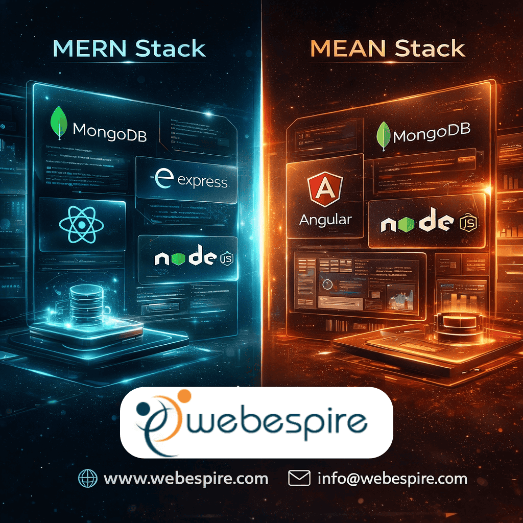 MERN Stack vs MEAN Stack comparison showing trends, use cases, and future scope in 2026