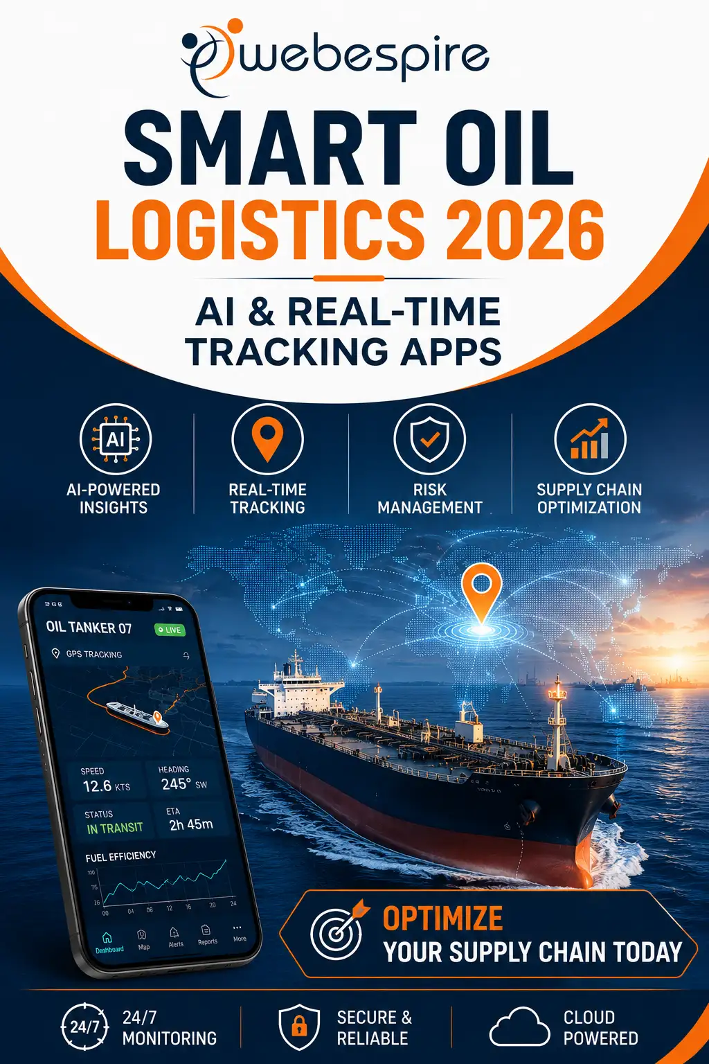 Smart oil logistics system with GPS tracking app and AI insights for global shipping and fleet management